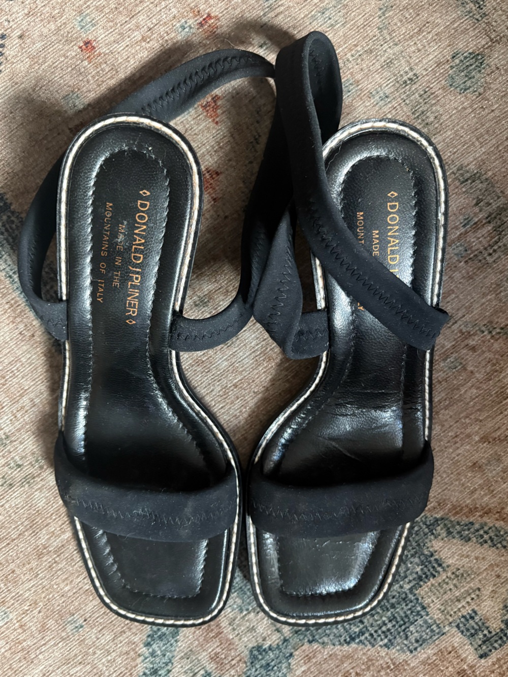 Donald J. Pliner Black Crossover Strap Slide Mules